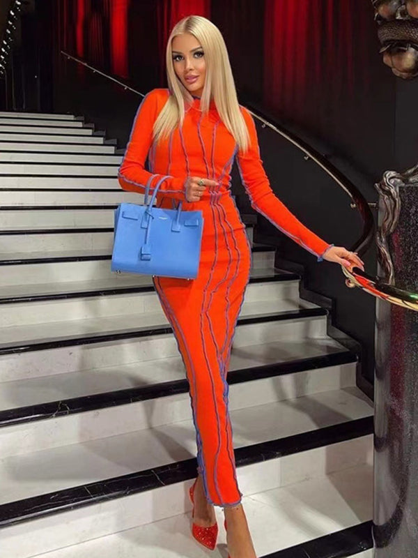style small pit strip round neck reverse car edge dress kakaclo