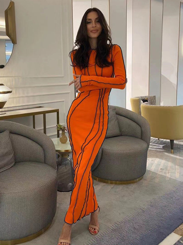 style small pit strip round neck reverse car edge dress kakaclo