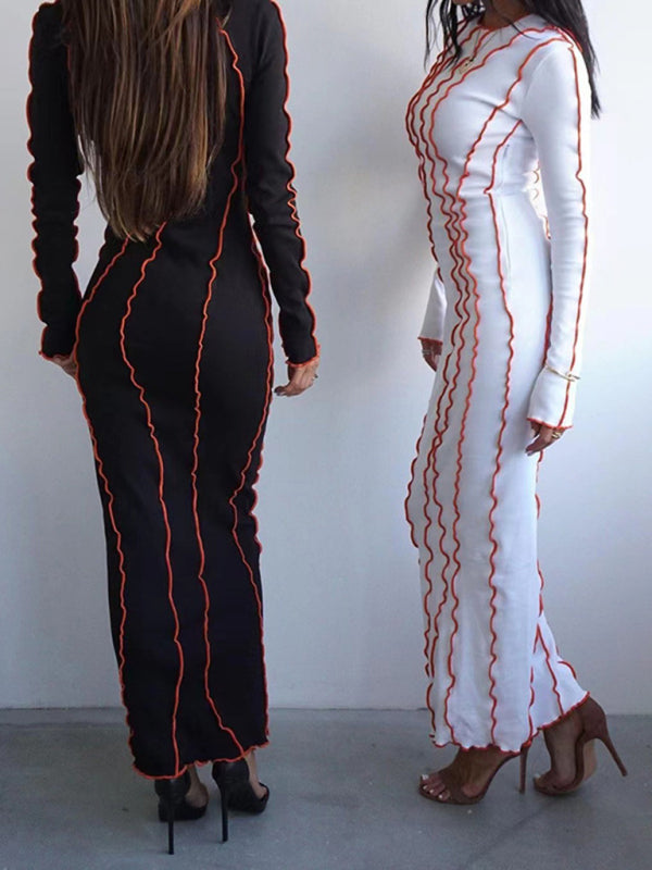 style small pit strip round neck reverse car edge dress kakaclo