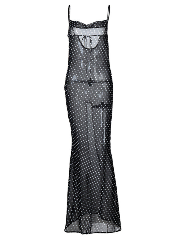 Blue Zone Planet |  Women's new mesh see-through back lace-up dress kakaclo
