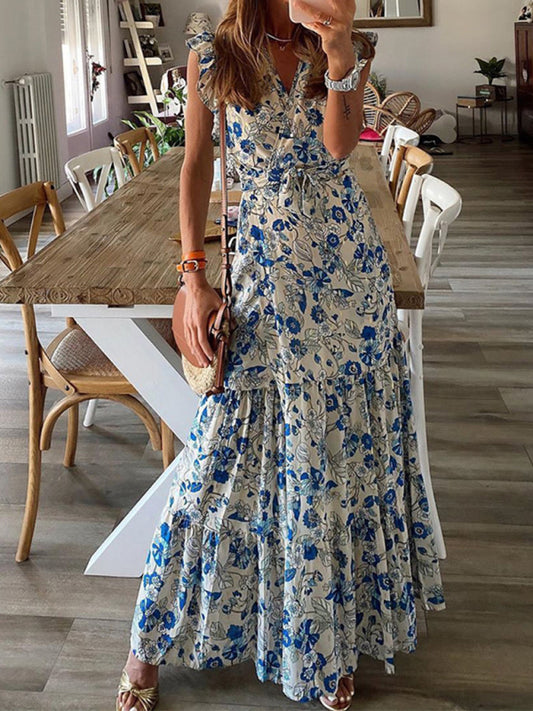 Floral Holiday Print Dress kakaclo