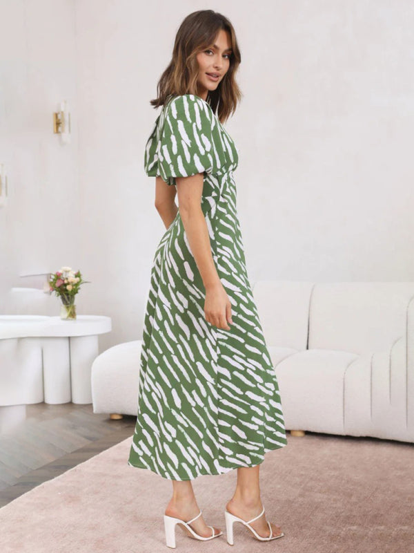 Blue Zone Planet |  Printed Printed V-Neck Midi Dress BLUE ZONE PLANET