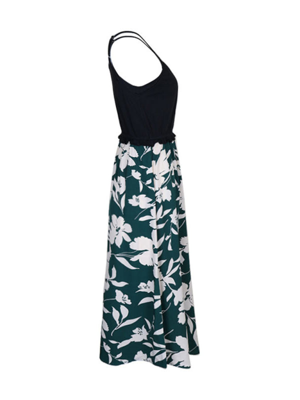 Women's Fashion Flower Stitching Sling Dress BLUE ZONE PLANET