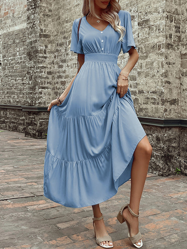Blue Zone Planet |  summer European and American popular style V-neck mid-length dress BLUE ZONE PLANET