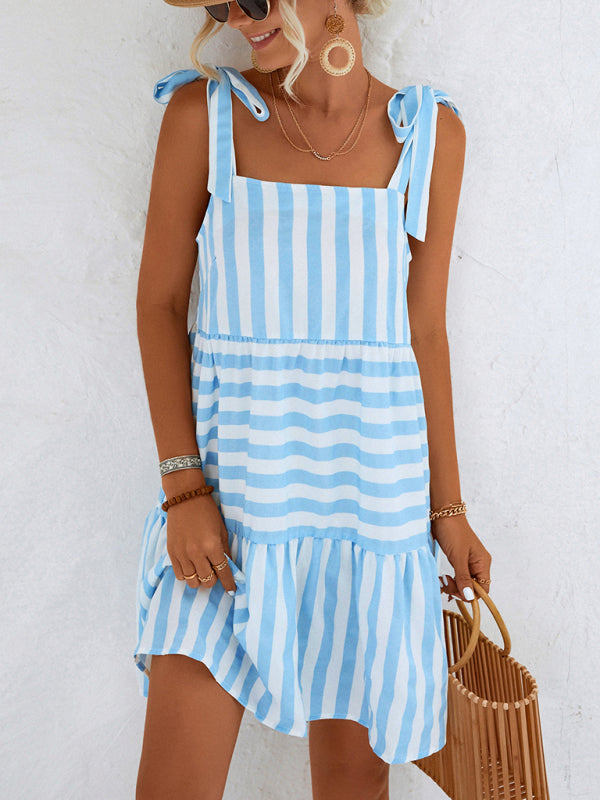 Blue Zone Planet |  Woven Stripe Stitching Dress BLUE ZONE PLANET