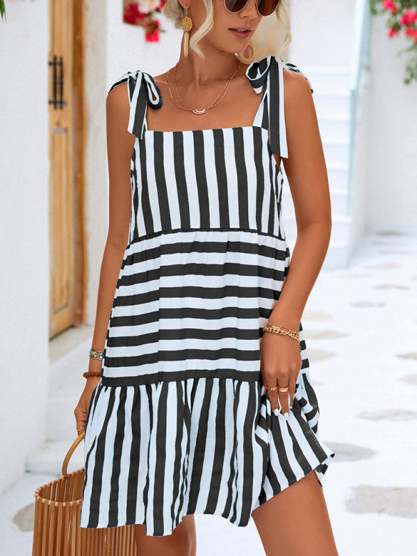 Blue Zone Planet |  Woven Stripe Stitching Dress BLUE ZONE PLANET