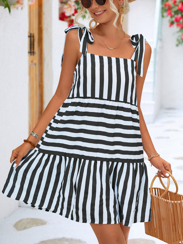 Blue Zone Planet |  Woven Stripe Stitching Dress BLUE ZONE PLANET
