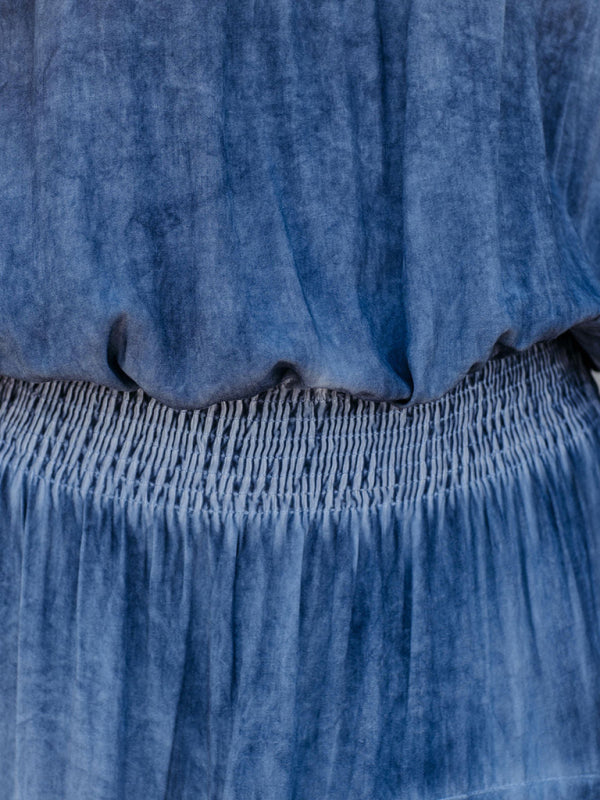 Blue Zone Planet | Holiday Tie-Dye Off-Show Neck Round Neck Irregular Skirt Dress kakaclo