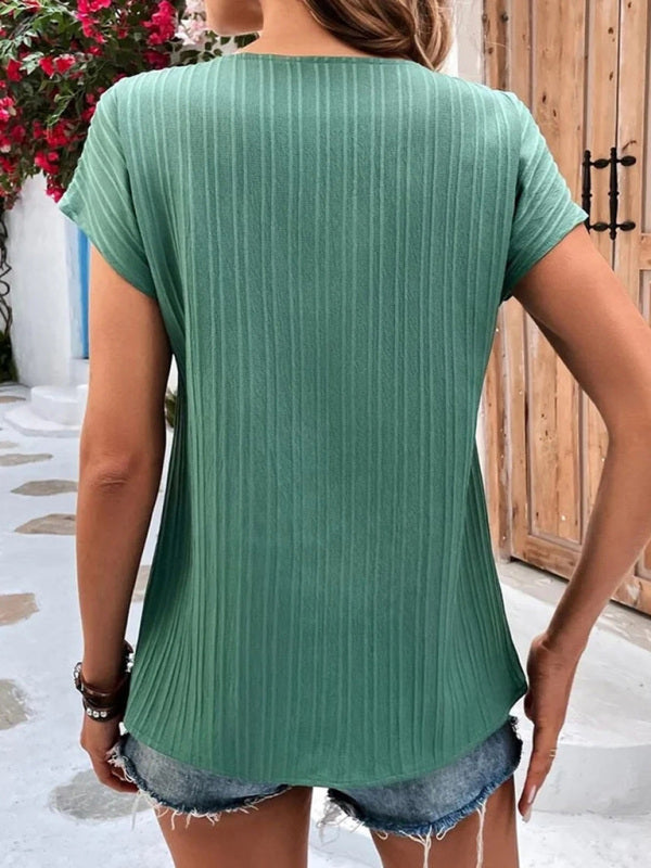 Blue Zone Planet |  top solid color button button short sleeves BLUE ZONE PLANET