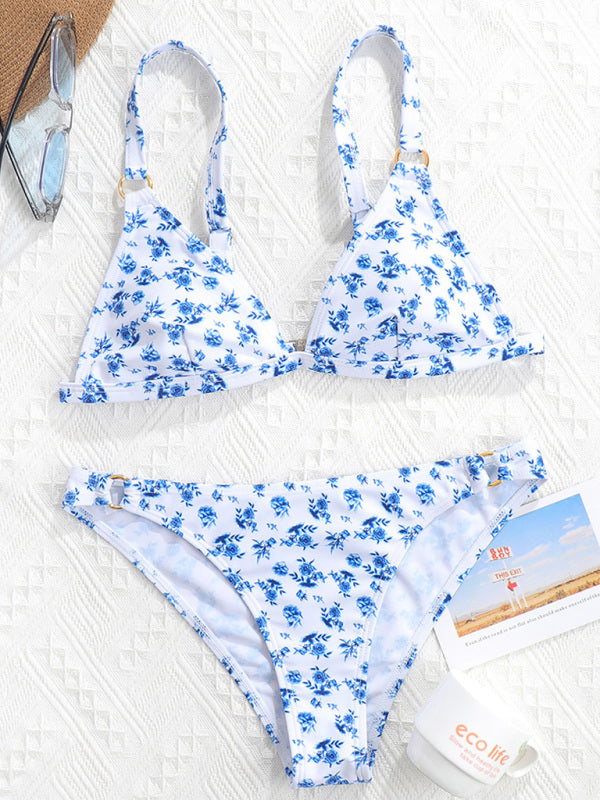 Blue Zone Planet |  Split Swimsuit Ditsy Floral Print Bikini Beachwear BLUE ZONE PLANET