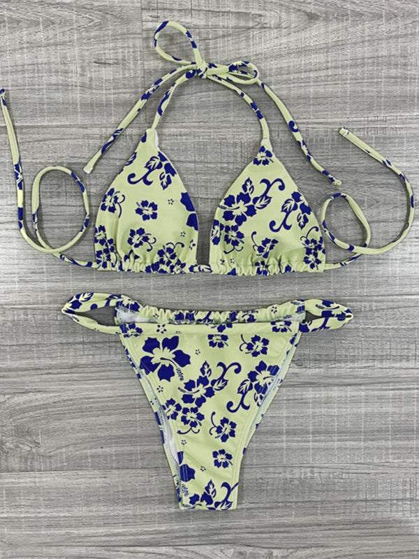 Blue Zone Planet |  New printed sexy strappy split swimsuit swimsuit bikini female bikini BLUE ZONE PLANET