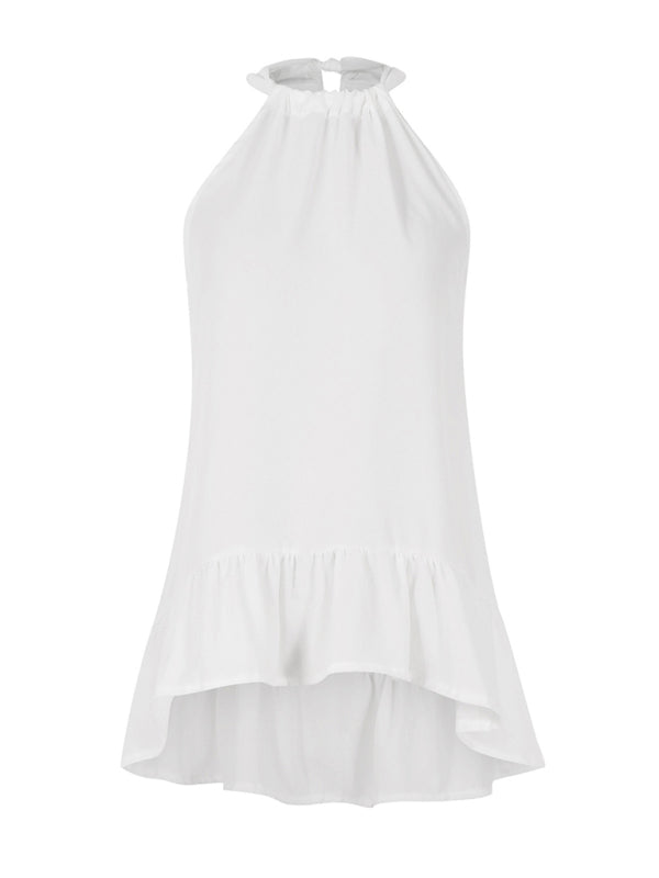Blue Zone Planet |  Halter Neck Ruffle Sleeveless Pleated Dress BLUE ZONE PLANET