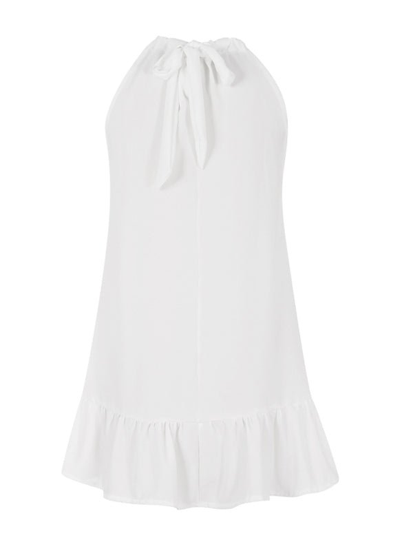 Blue Zone Planet |  Halter Neck Ruffle Sleeveless Pleated Dress BLUE ZONE PLANET