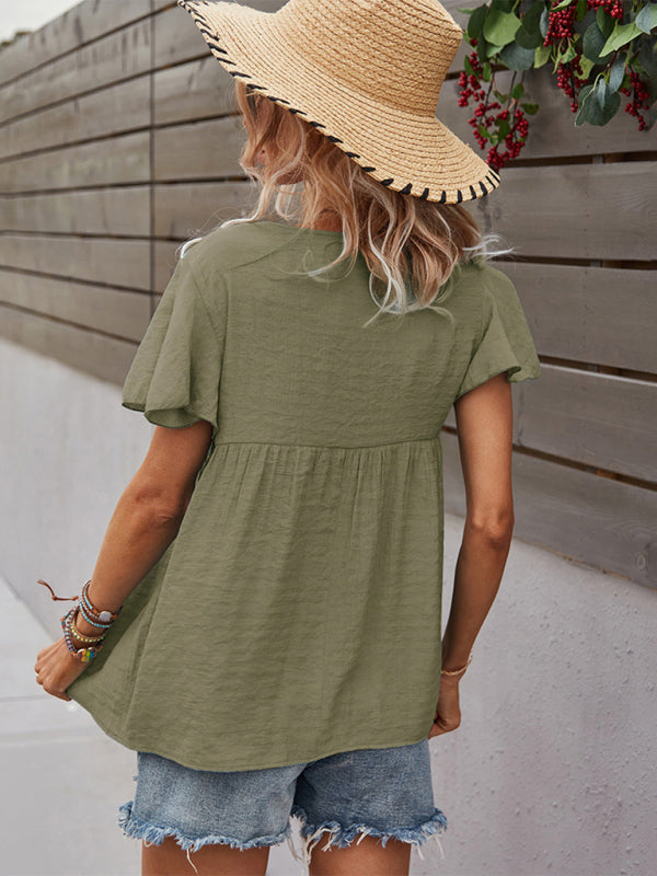 Woven Fashion Short Sleeve Shirt BLUE ZONE PLANET