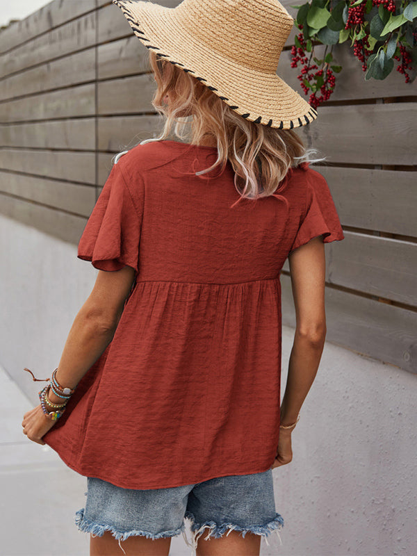 Woven Fashion Short Sleeve Shirt BLUE ZONE PLANET
