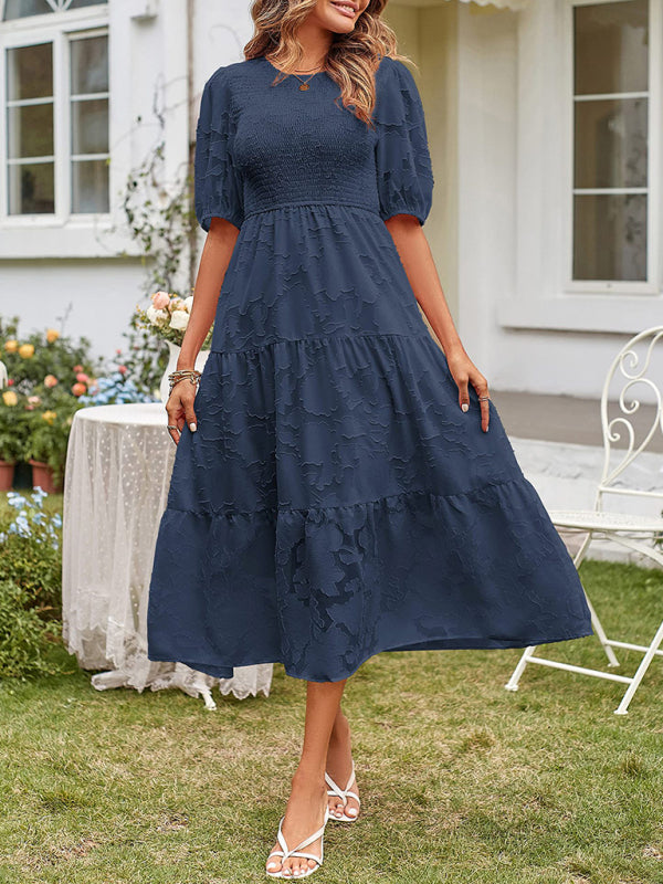 chiffon color dress midi Elegant Midi Length Chiffon Bridesmaid Dresses with Asymmetrical Ruffl main image 1