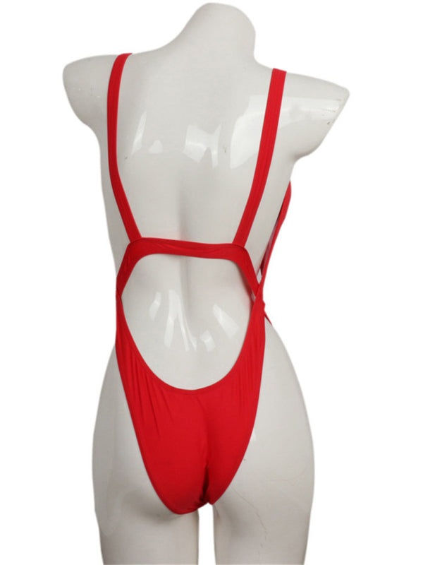 Blue Zone Planet |  One piece halter bikini solid color swimsuit BLUE ZONE PLANET