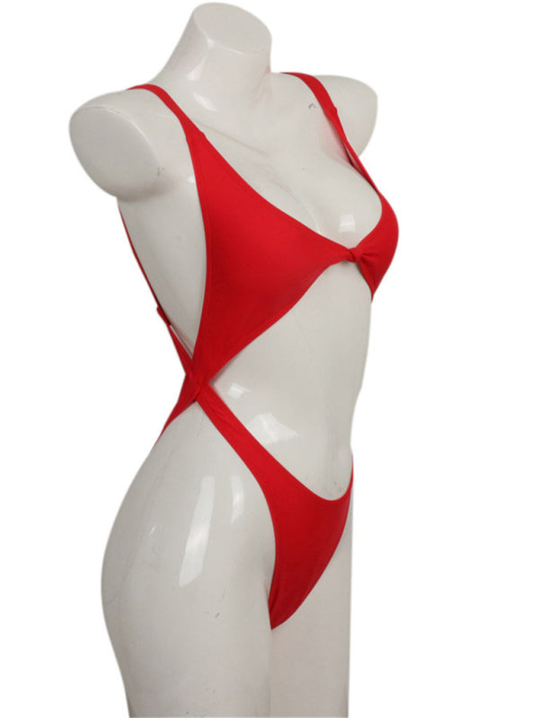 Blue Zone Planet |  One piece halter bikini solid color swimsuit BLUE ZONE PLANET