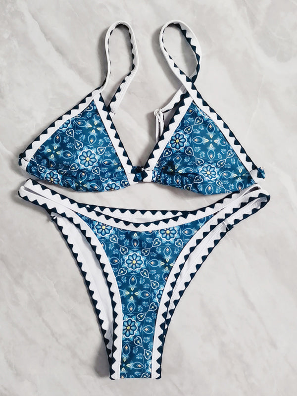 Blue Zone Planet |  bikini split swimsuit digital printing crochet split swimsuit BLUE ZONE PLANET