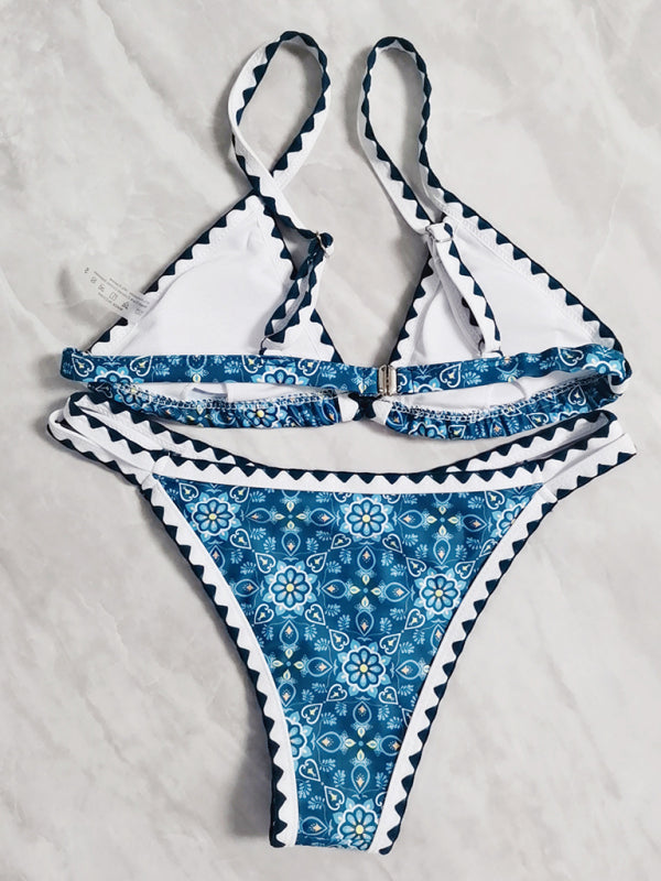 Blue Zone Planet |  bikini split swimsuit digital printing crochet split swimsuit BLUE ZONE PLANET