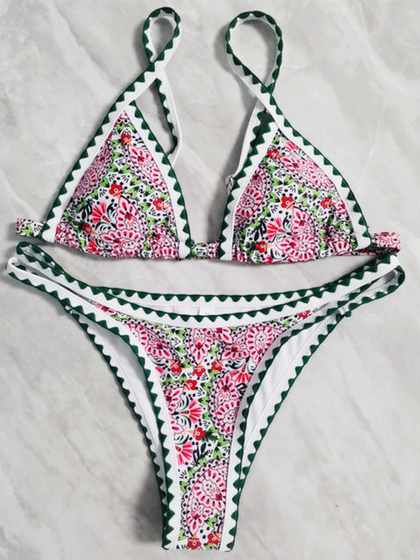Blue Zone Planet |  bikini split swimsuit digital printing crochet split swimsuit BLUE ZONE PLANET