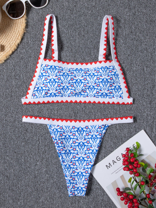 Blue Zone Planet |  bikini split swimsuit digital printing crochet split swimsuit BLUE ZONE PLANET