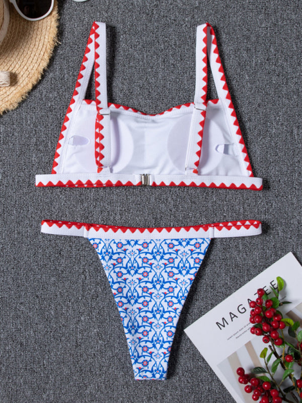 Blue Zone Planet |  bikini split swimsuit digital printing crochet split swimsuit BLUE ZONE PLANET
