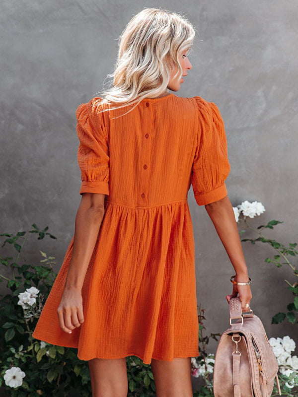 spring and summer solid color dress kakaclo