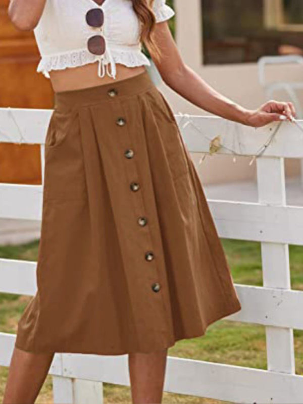 Blue Zone Planet |  Button High Waist Skirt BLUE ZONE PLANET