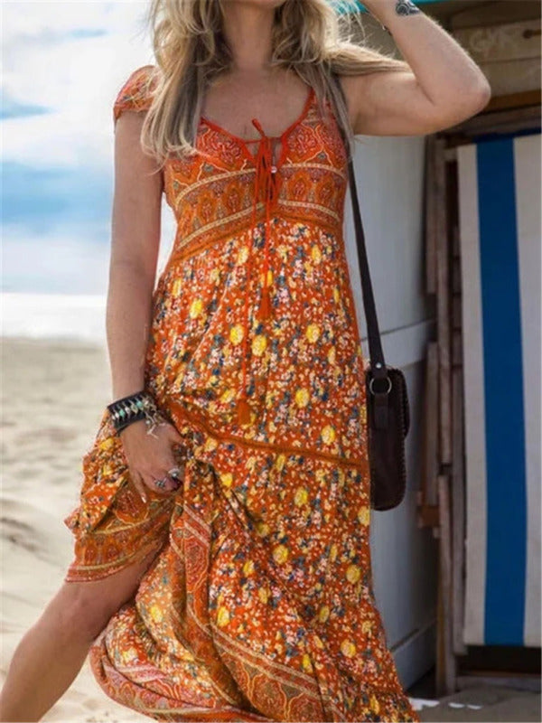 Blue Zone Planet |  Women's Bohemian Print Resort Dress kakaclo