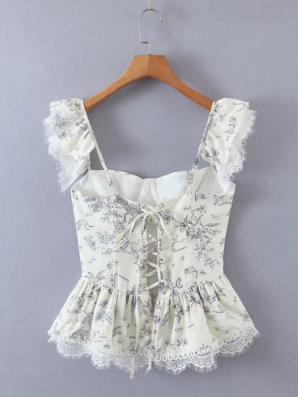 French style fresh lace keel slim camisole top kakaclo