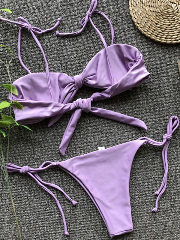 Blue Zone Planet |  Sexy three-point purple bikini women's strappy push-up swimsuit BLUE ZONE PLANET