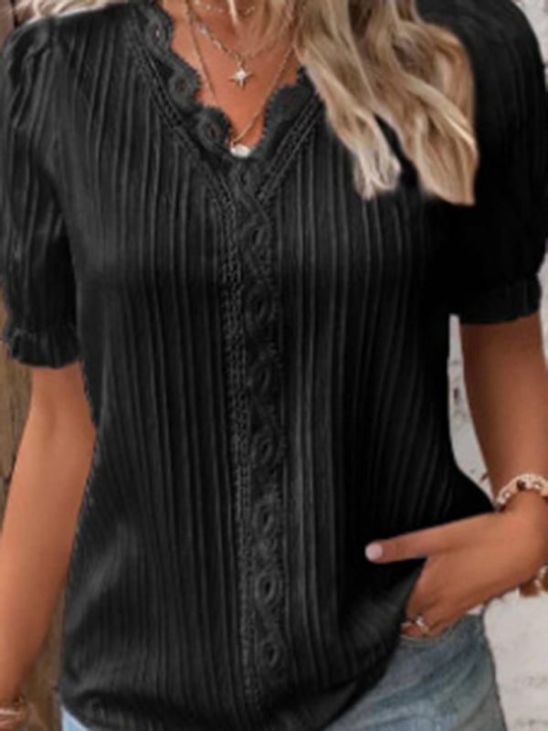 Summer holiday fashion hollow short-sleeved shirt kakaclo