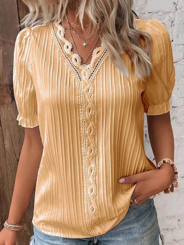 Summer holiday fashion hollow short-sleeved shirt kakaclo