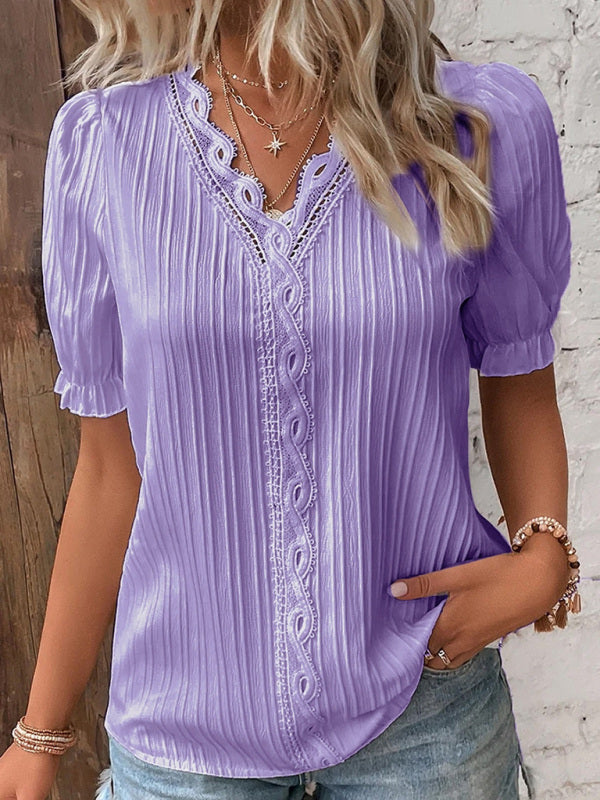 Summer holiday fashion hollow short-sleeved shirt kakaclo