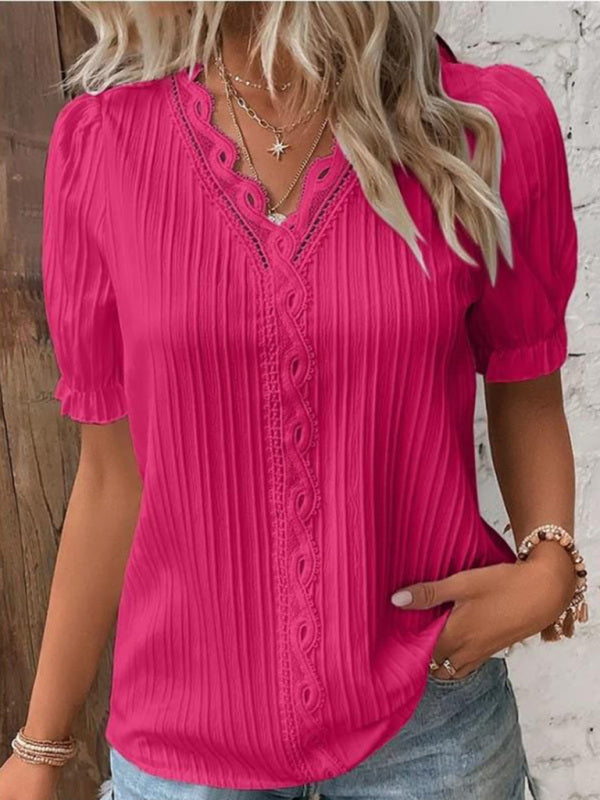 Summer holiday fashion hollow short-sleeved shirt kakaclo