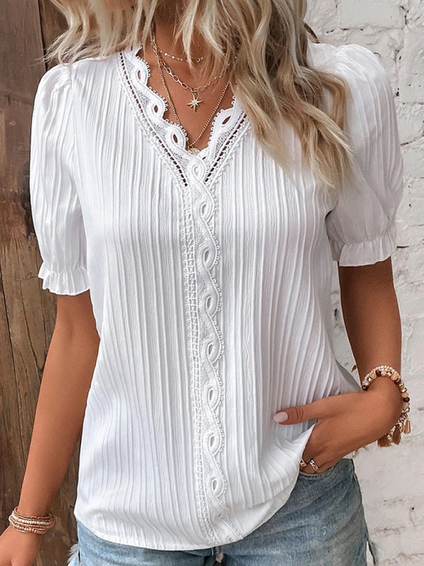 Summer holiday fashion hollow short-sleeved shirt kakaclo