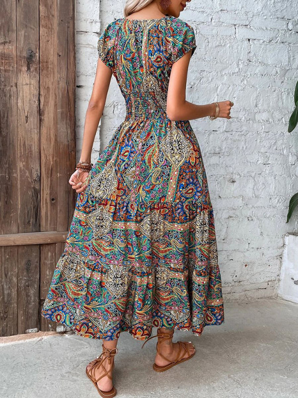 Blue Zone Planet |  Summer high waist bohemian dress BLUE ZONE PLANET