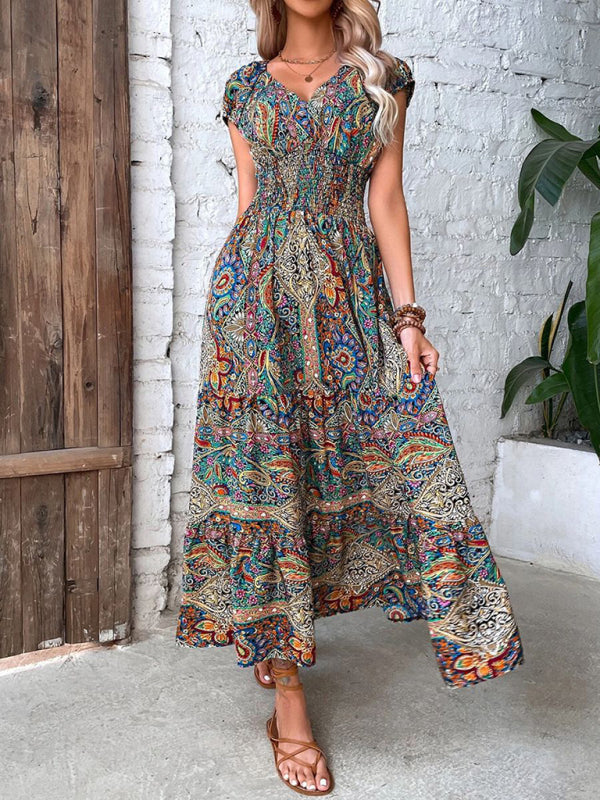 Blue Zone Planet |  Summer high waist bohemian dress BLUE ZONE PLANET