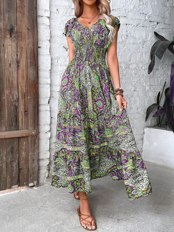 Blue Zone Planet |  Summer high waist bohemian dress BLUE ZONE PLANET