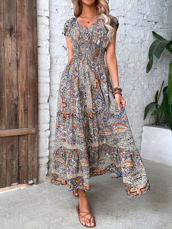 Blue Zone Planet |  Summer high waist bohemian dress BLUE ZONE PLANET