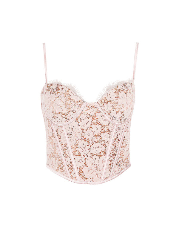 Blue Zone Planet |  New Arrival Lace Babes Camisole Fishbone Top kakaclo
