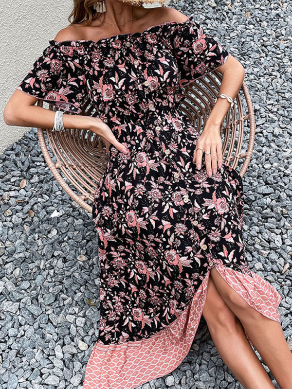 Blue Zone Planet |  style one-neck print dress BLUE ZONE PLANET