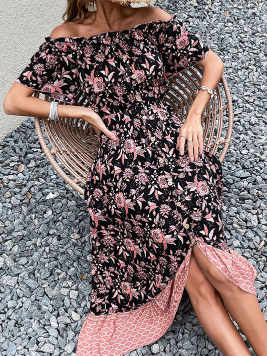 Blue Zone Planet |  style one-neck print dress BLUE ZONE PLANET