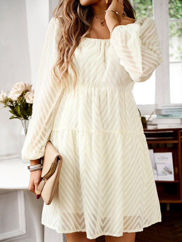 Elegant long sleeve waist dress-TOPS / DRESSES-[Adult]-[Female]-Cracker khaki-S-2022 Online Blue Zone Planet