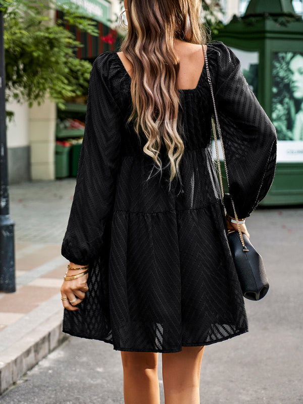 Elegant long sleeve waist dress-TOPS / DRESSES-[Adult]-[Female]-2022 Online Blue Zone Planet
