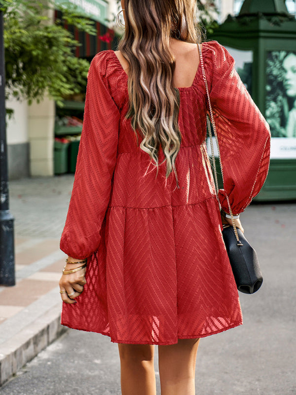 Elegant long sleeve waist dress-TOPS / DRESSES-[Adult]-[Female]-2022 Online Blue Zone Planet