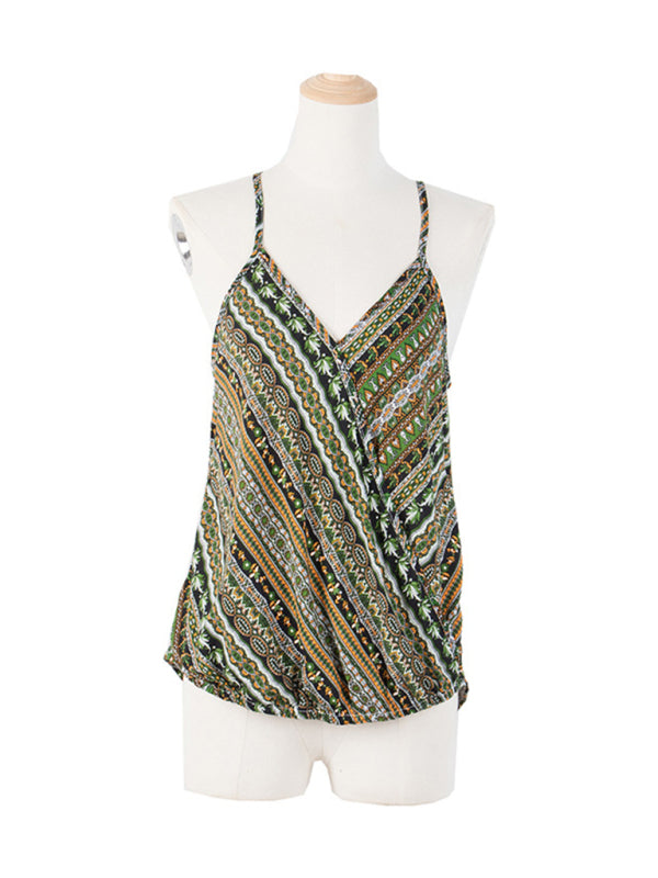 Sexy Camisole Bohemian Beach Print Tank Top-TOPS / DRESSES-[Adult]-[Female]-Green-S-2022 Online Blue Zone Planet