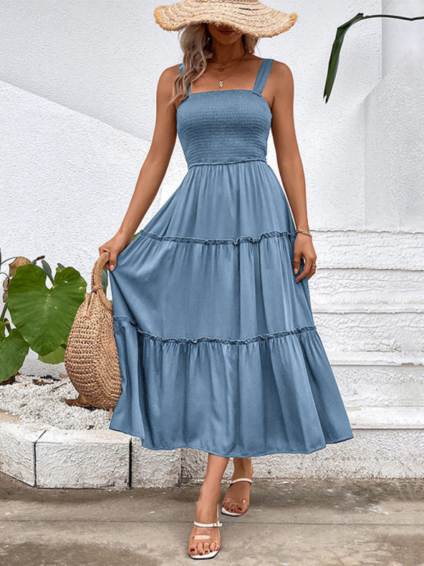 Blue Zone Planet | fashion solid color strapless sleeveless dress kakaclo