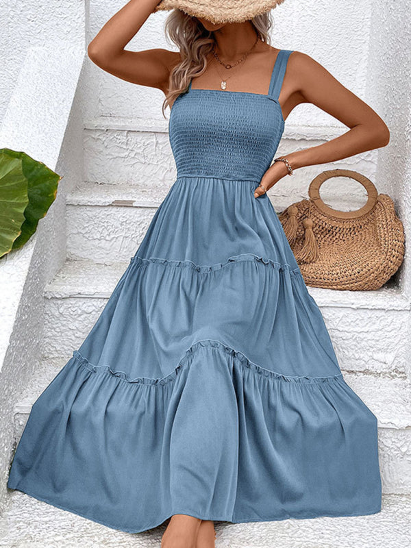 Blue Zone Planet | fashion solid color strapless sleeveless dress kakaclo